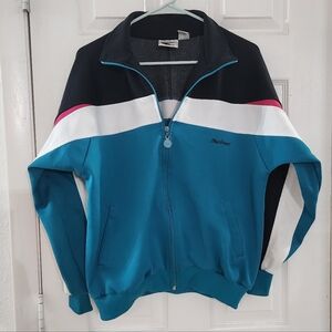 Vintage MacGregor Track Jacket 80s Colorblock Zip Up Teal Black Pink Men’s M